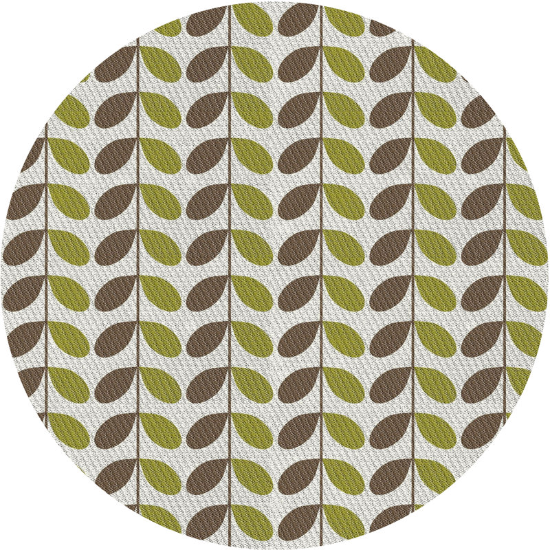 Tapis vert/brun tissé à la machine, Rond 4 pi