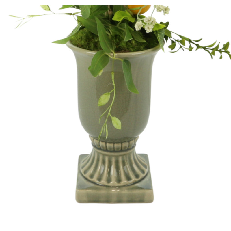 Faux Lemon Topiary in Ceramic Decorative Vase