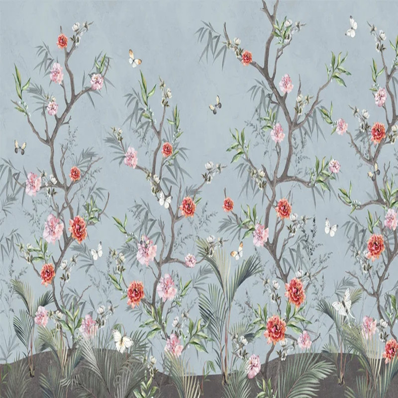 Oriental Garden Botanical Print, 160" L x  108" W