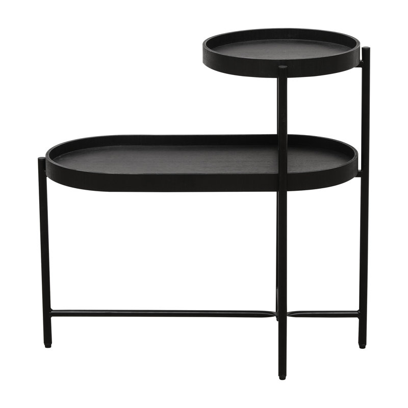 2 tables d'appoint pour le salon - structure en métal noir et bois fonctionnel avec rangement en bois, construction, s'adapte bien aux canapés, diverses pièces polyvalentes, processus d'installation facile
