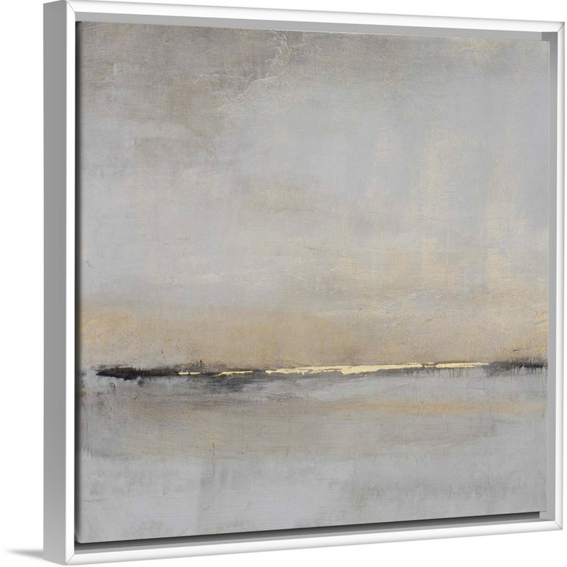 «Horizontal Flow II» par Tim O'Toole - Peinture sur toile, Toile avec cadre photo, H 38 po x l 38 po, Blanc