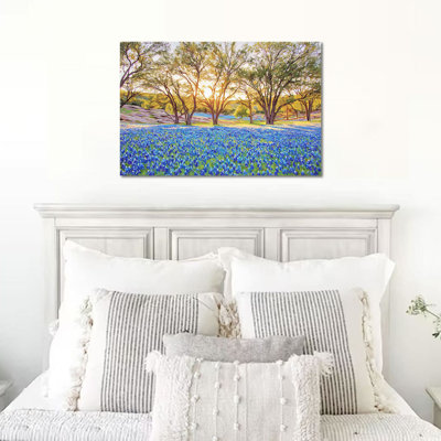 Art mural printanier au printemps, décoration murale sur toile, peinture de paysage pour le salon, affiche imprimée sur la nature, fleur de forêt prête à être accrochée, 12 po x 16 po