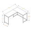Bureau d'ordinateur en L Ellastone à finition blanche avec pieds en métal blanc, H 29,89 po x l 57,96 po x P 43,77 po