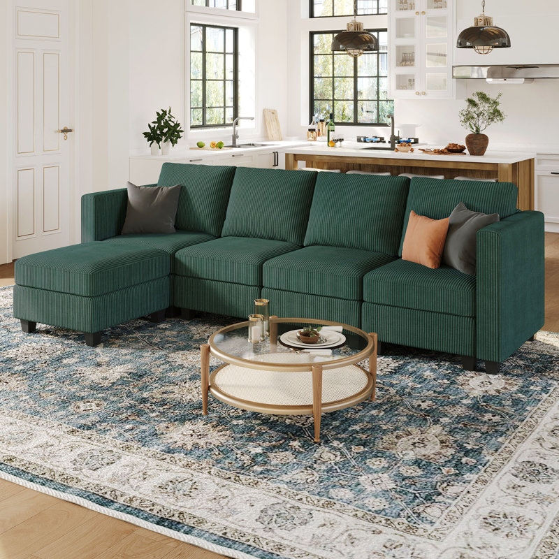 Ozeal L-Shaped Corduroy 4-Seater 107.8'' Wide Modular Sectional Storage Sofa Convertible Freely Combined Couch Apartment Living room Couch