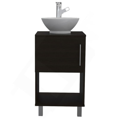1-Shelf Single Bathroom Vanity Black Wengue