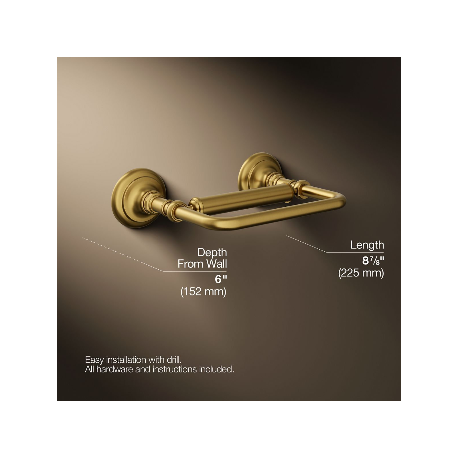 Artifacts Pivoting Toilet Tissue Holder, Vibrant Brushed Moderne Brass