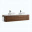 Ensemble de meuble-lavabo mural 72 po en noyer 72 po avec double lavabo, ensemble de meuble-lavabo mural avec porte-serviettes gratuit, double lavabo ovale en céramique rayé blanc, pré-assemblé, pour grande salle de bain-1995737705-1995737706