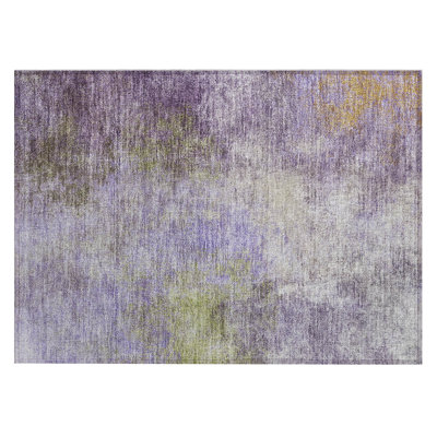Machine Washable Indoor/Outdoor Xhevrie Purple Rug