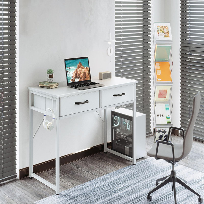 Billens Metal Base Computer Table, White