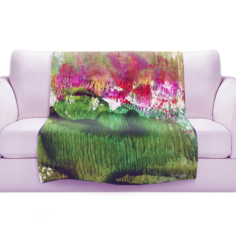 Couverture sherpae abstraite 5 douces encaustique, l 68 po x L 80 po