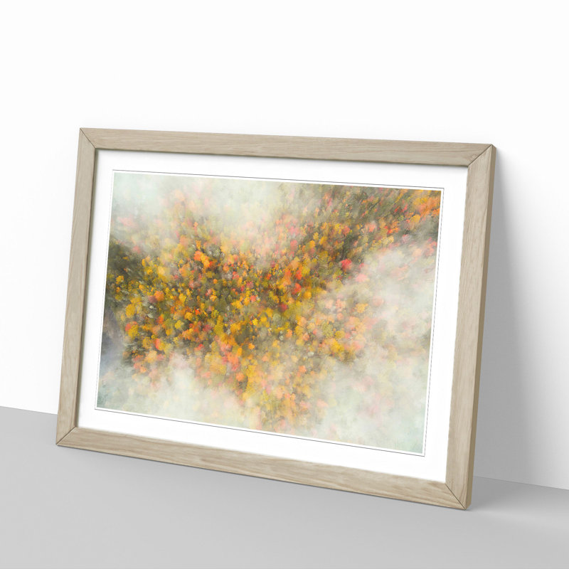 Mist over the Forest - Picture Frame Graphic Art Print, 45cm H x 63cm W x 2cm D, Oak Framed