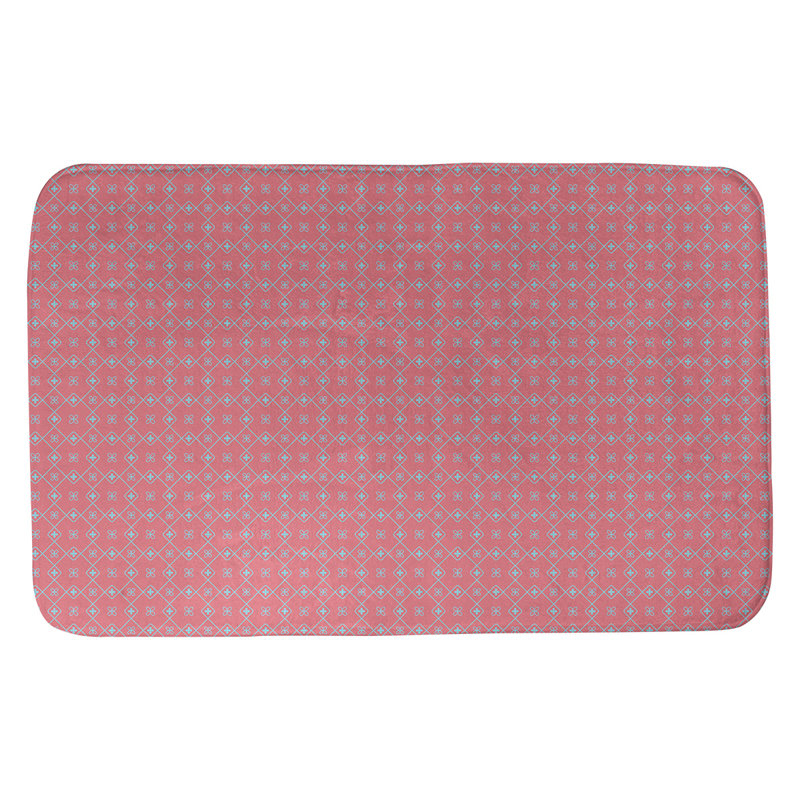 Bueschel Memory Foam Non-Slip Bath Rug, 17" W x 24" L, Red/Blue