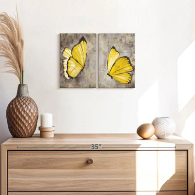 «Yellow Butterflies», reproduction d'art sur toile