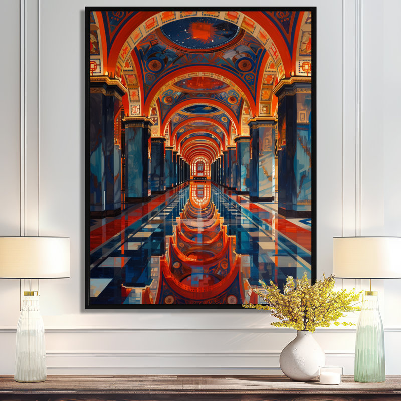 Musulmane, Temple II, art mural, Toile avec cadre flottant noir, H 34 po x l 44 po x P 1,5 po