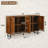 Mid-Century Modern Sideboard Buffet Cabinet, Geometric Carved Storage Cabinet With Metal Legs