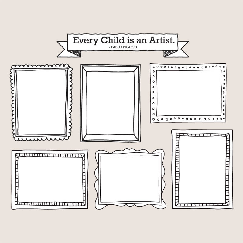 Cadres artistiques pour enfants avec citation