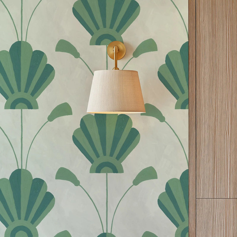Fanflower - Wallpaper, Powdered Blue Gold, Faux Grasscloth