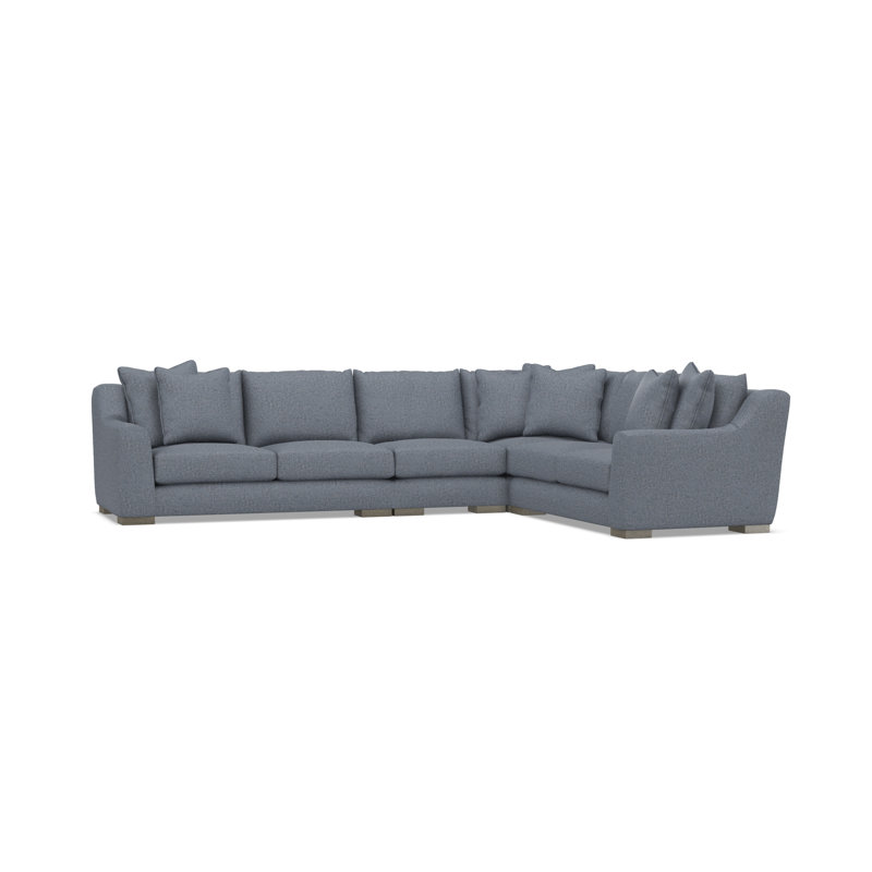 Gabi 5-Piece Fabric Sectional, Teal Polyester, 35" H x  140" W x 110" D, Right Hand Facing