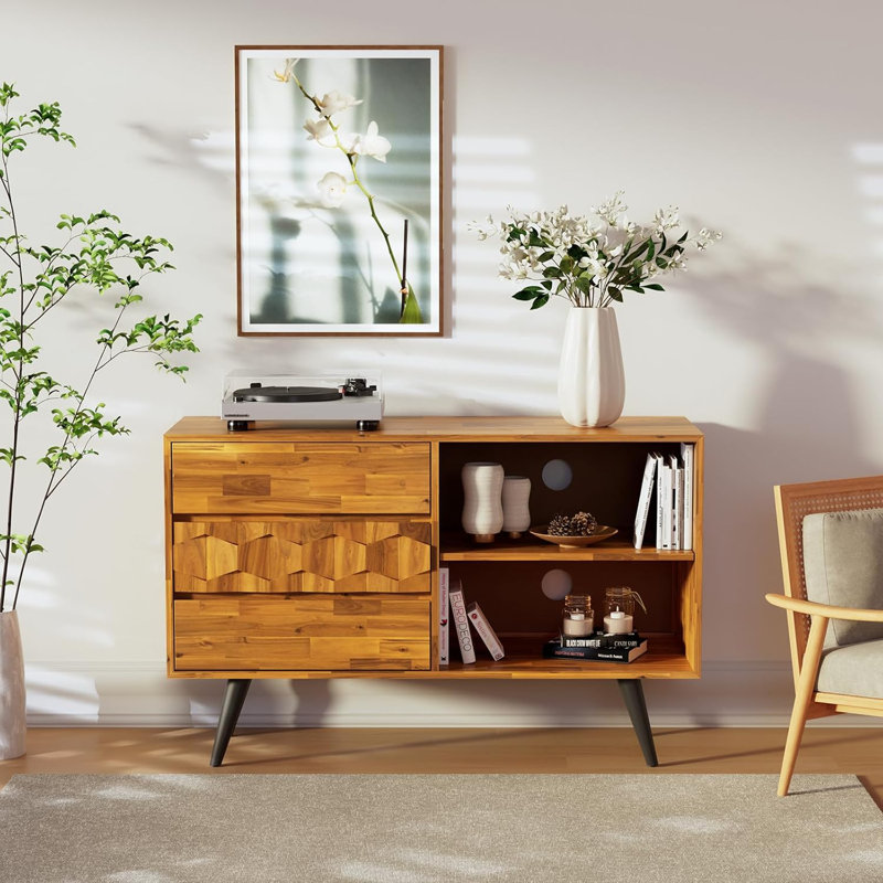 Meuble télé 45 po en bois massif, ensemble de rangement avec rangement de moins de 10 minutes