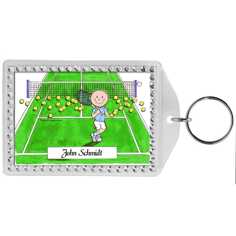 Joueur de tennis personnalisé et personnalisé - Porte-clés à bordure en strass mâle, Oui