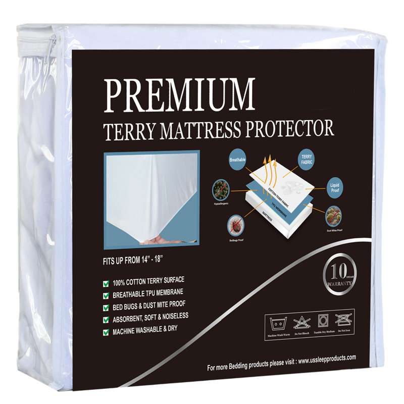 Protège-matelas ajusté de qualité supérieure, hypoallergénique et imperméable, Très grand californien