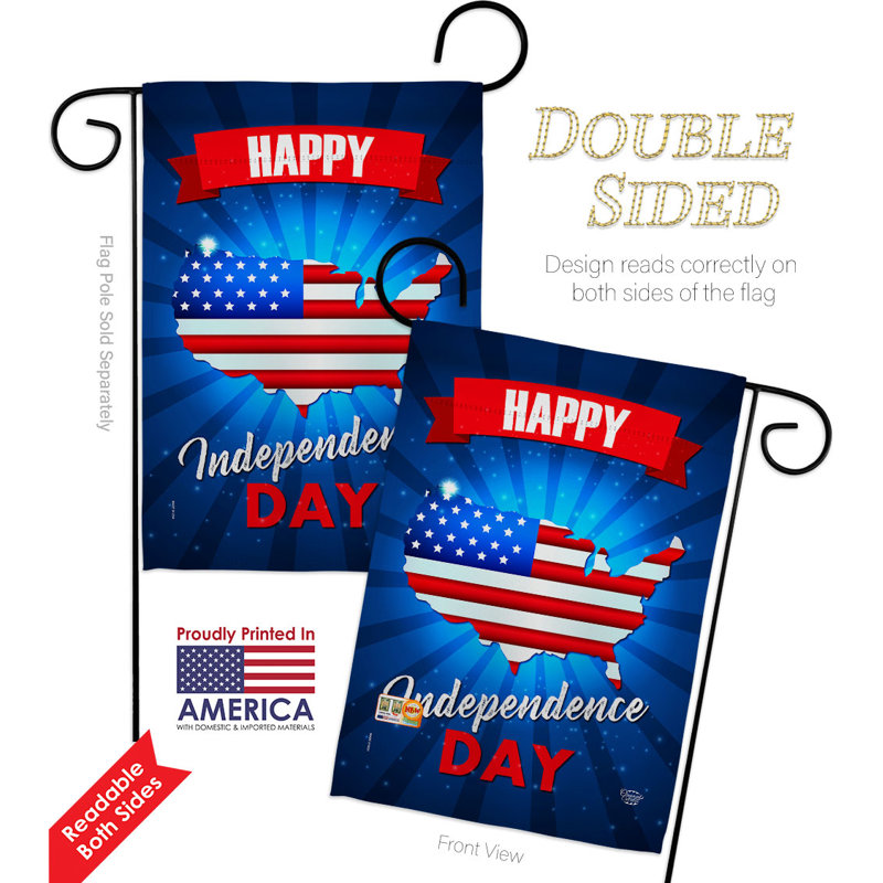 Drapeau de jardin en polyester 13 x 18,5 po Independence Day