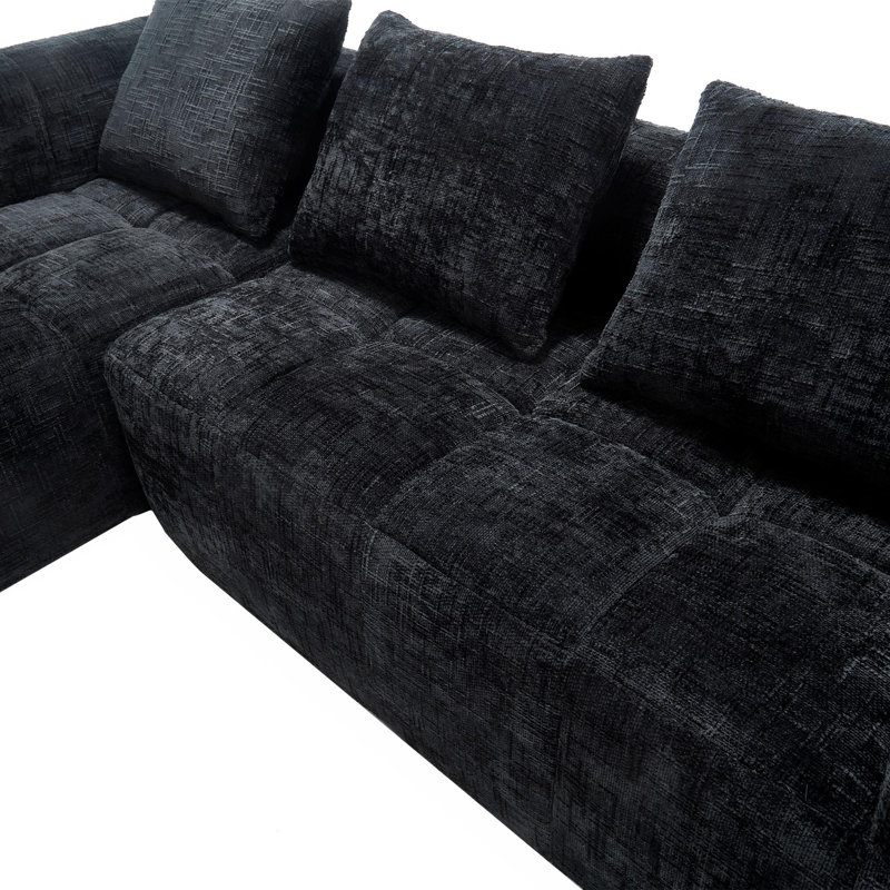 Luxueux canapé rembourré au look élégant, Chenille noir