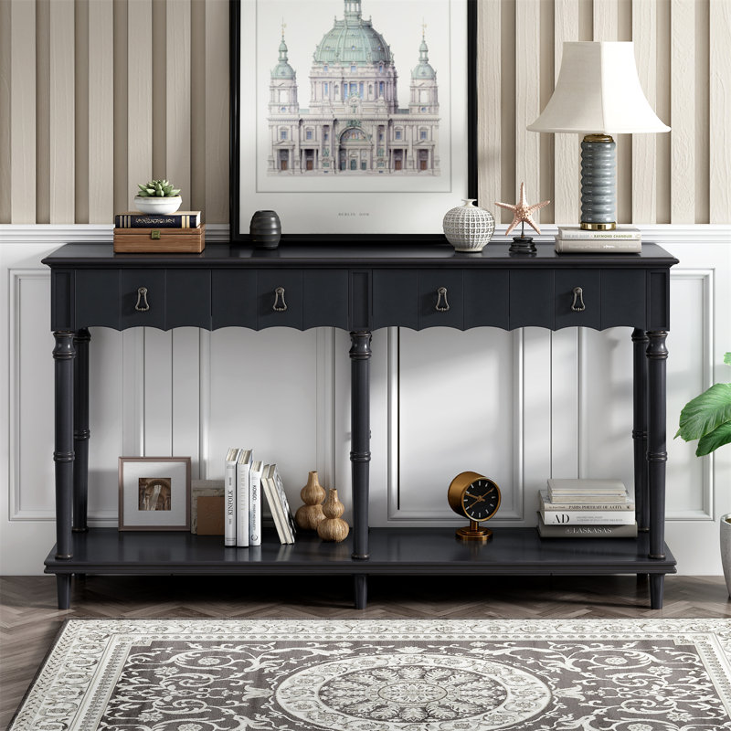 Hibben 63 " W Console Table, Antique Black