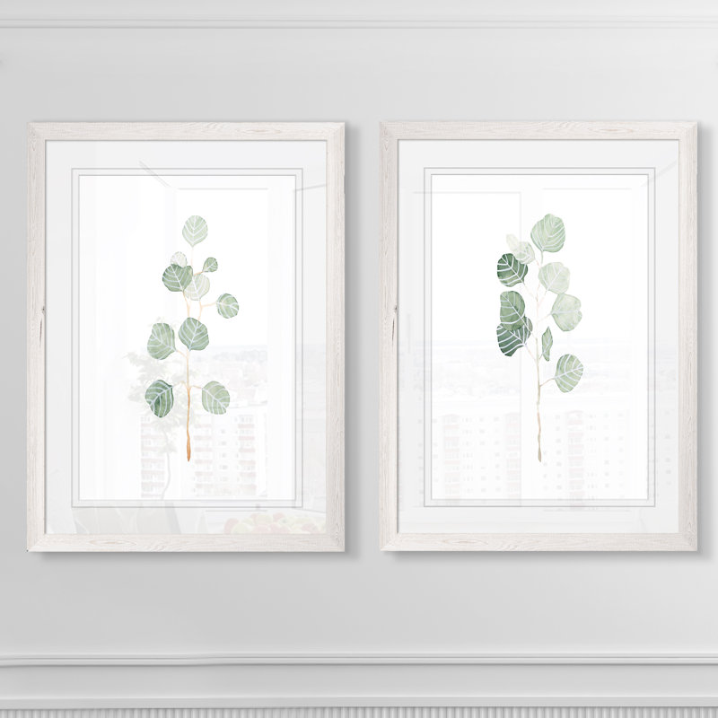« mouse eucalyptus branch i » par vincent van gogh-2 pièces, ensemble de 2 reproductions d’art sur image, Blanc