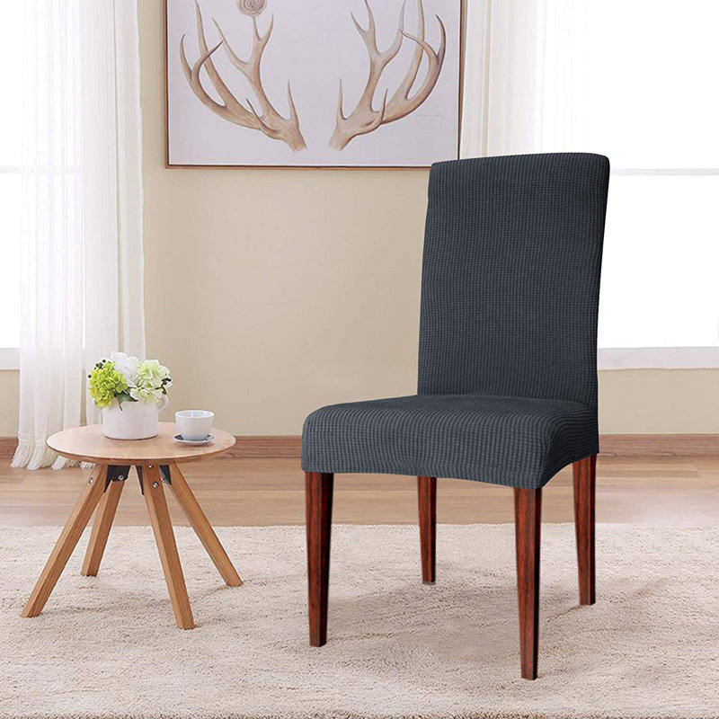 Housse pour coussin de chaise de salle à manger carré jacquard tricoté, Gris