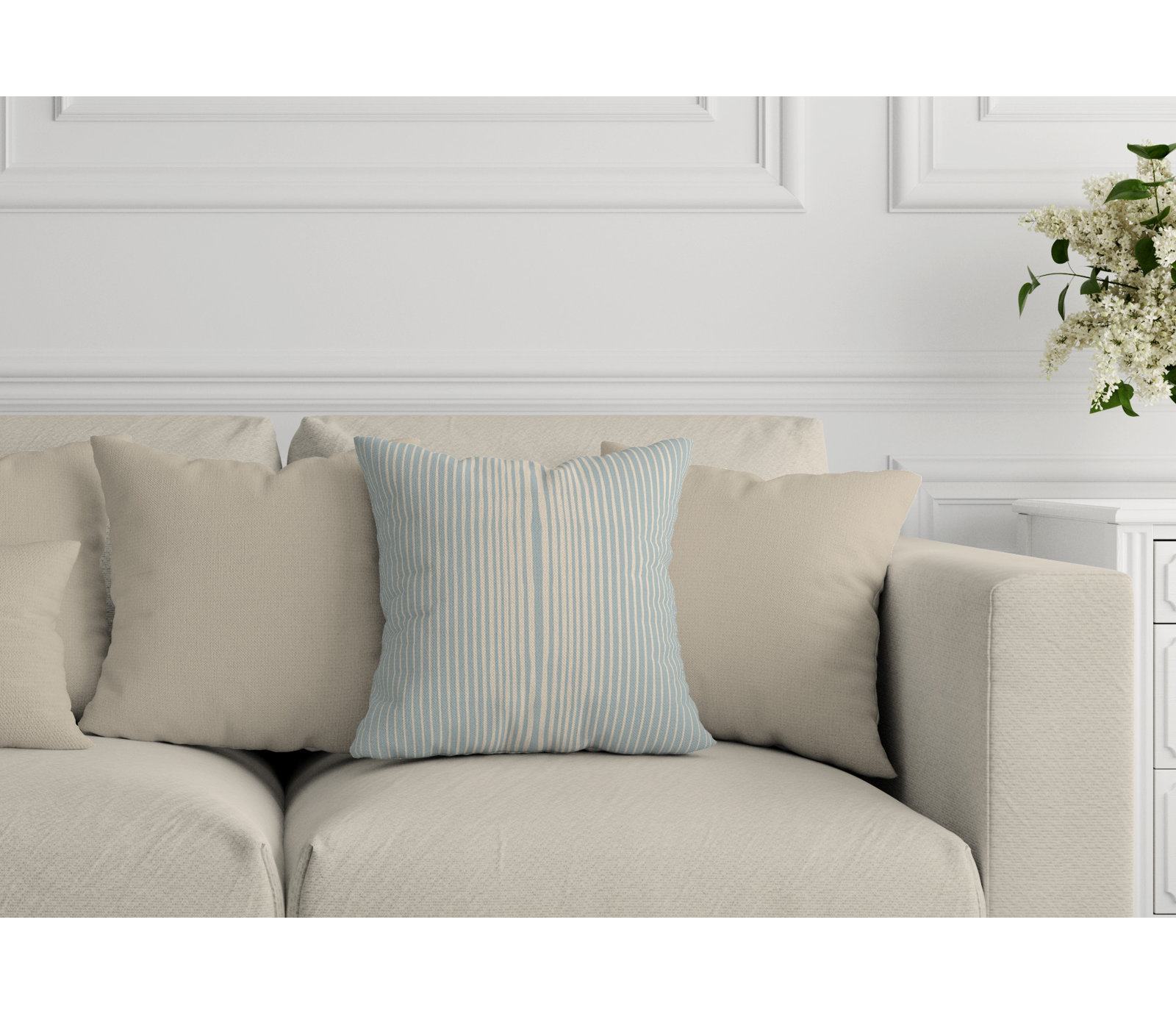 Ash Striped Indoor/Outdoor Throw Pillow, Blue, 18" x 18"