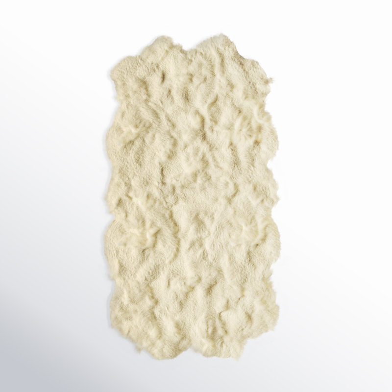 Lalo Sheepskin Area Rug in Cream, Novelty 3'3" x 6'