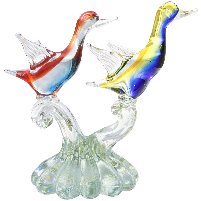 Barbini Murano Sommerso Handmade Glass Animals Hourglass