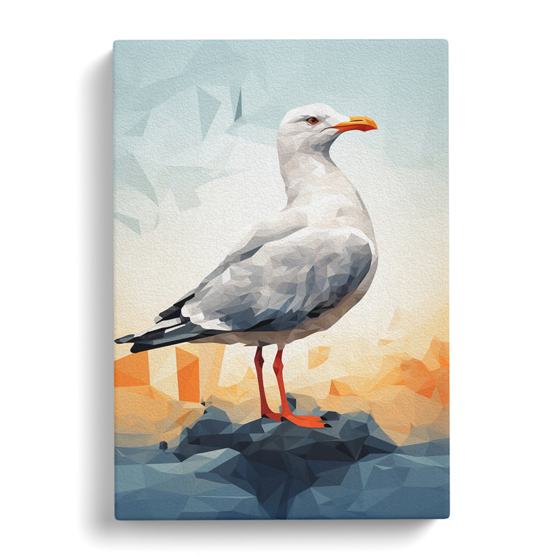 Seagull Geometric Art - Wrapped Canvas, 76cm H x 50cm W x 3cm D