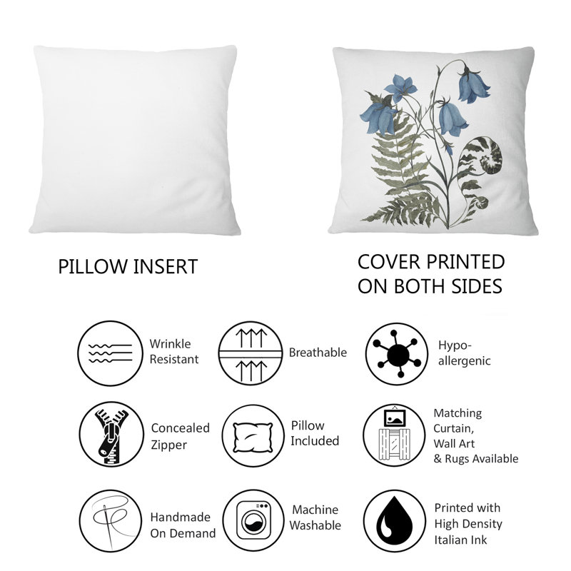 Bouquet rétro avec fleurs sauvages et herbes VII - coussin décoratif traditionnel imprimé 1