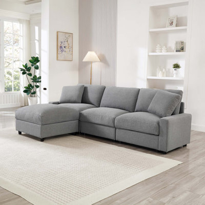 L-Shaped Modular Sectional Sofa with Hidden Storage and Tool-Free Assembly