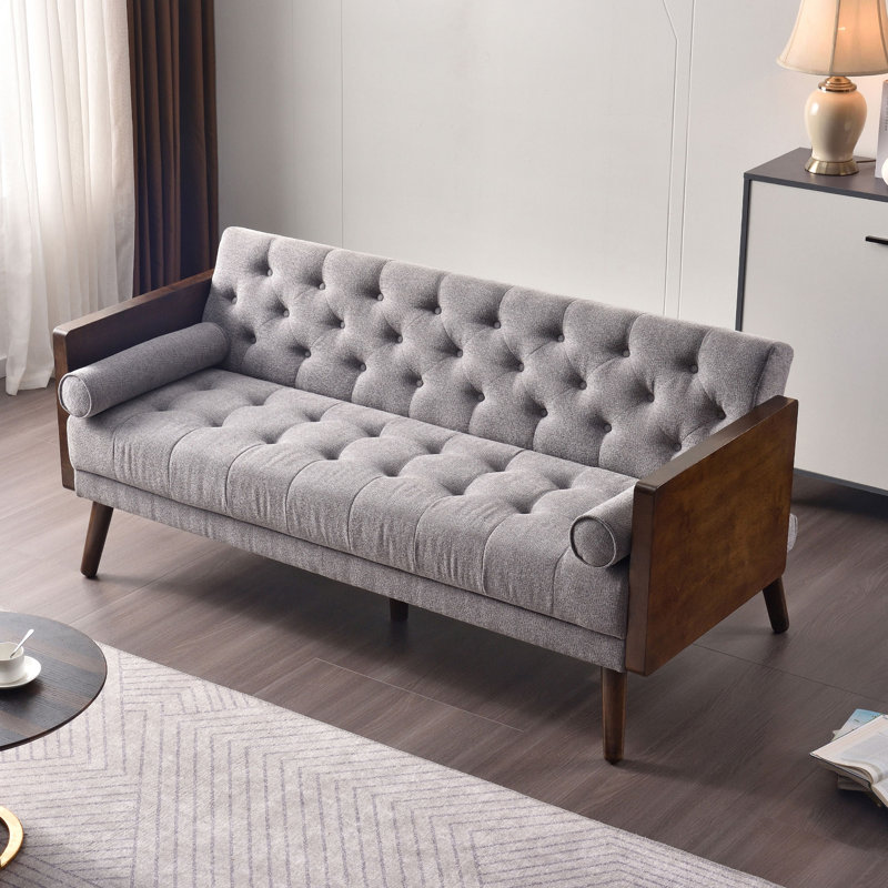 Gerolda 70" Chenille Square Arm Sofa Bed, Grey Chenille