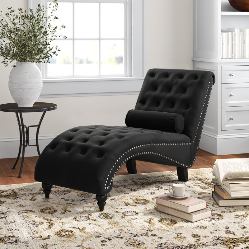 Chaise longue sans accoudoirs Ameerat, Velours noir