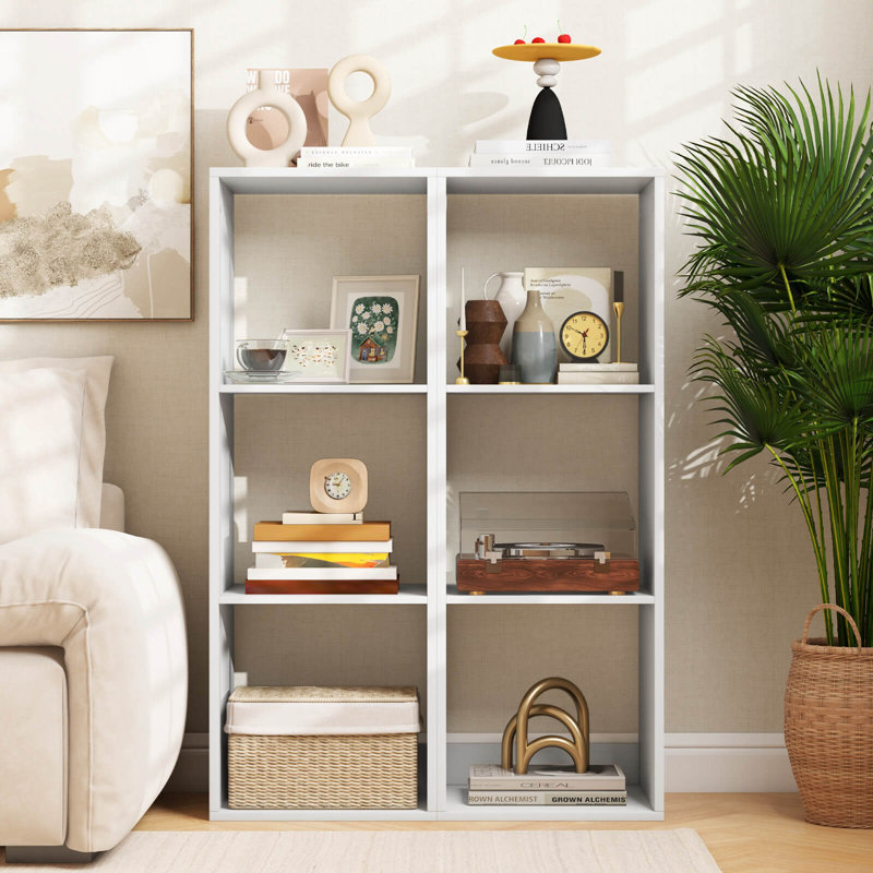 2-cube Bookcase Open Back Bookshelf With Anti-tip Kit Modern Style Organizer, (3 Shelves) 41"H x 14"W x 13"D