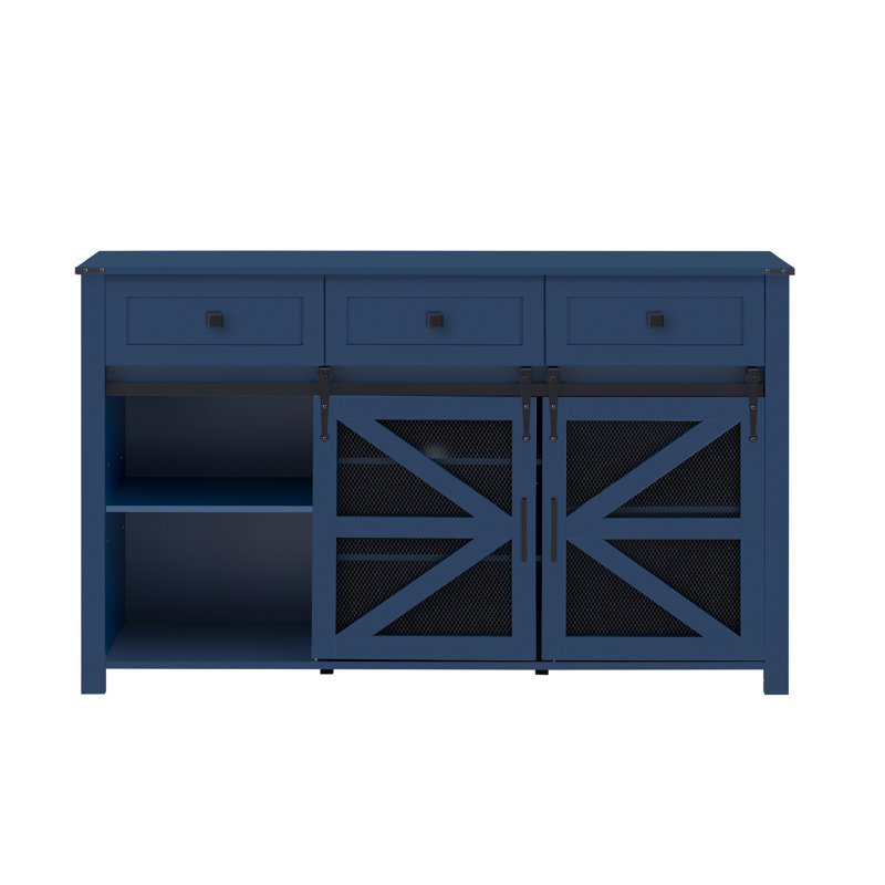 Industrial Sideboards & Buffets With Adjustable Storage, Navy Blue, Modern Home Décor