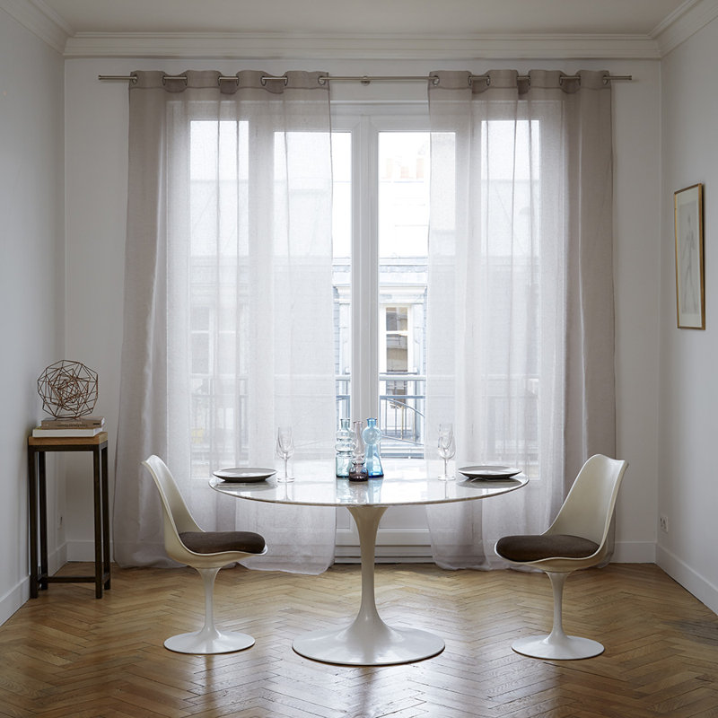 Heaton Linen Sheer Single Curtain Panel, Light Gray, 350 W x 275 D cm