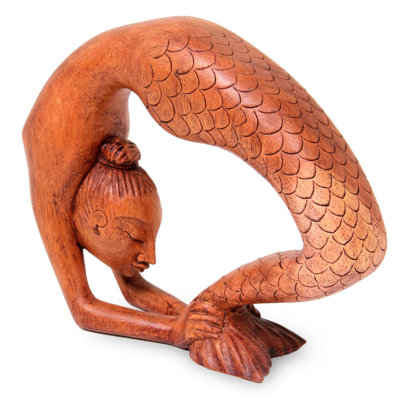 Sculpture Adowlfe signée sirène en bois