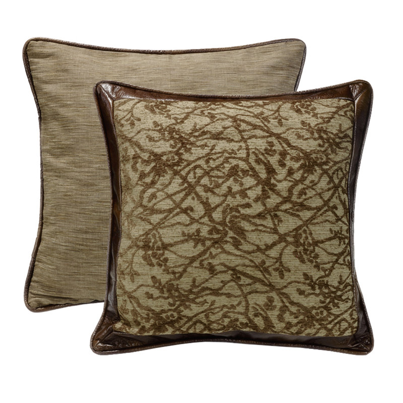 Taie décorative euro réversible 27 x 27 pouces Olive Jacquard Branches