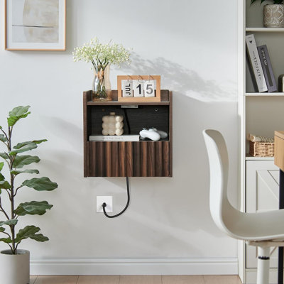 Modern Groove Suspended Bedside Table Wall Mounted