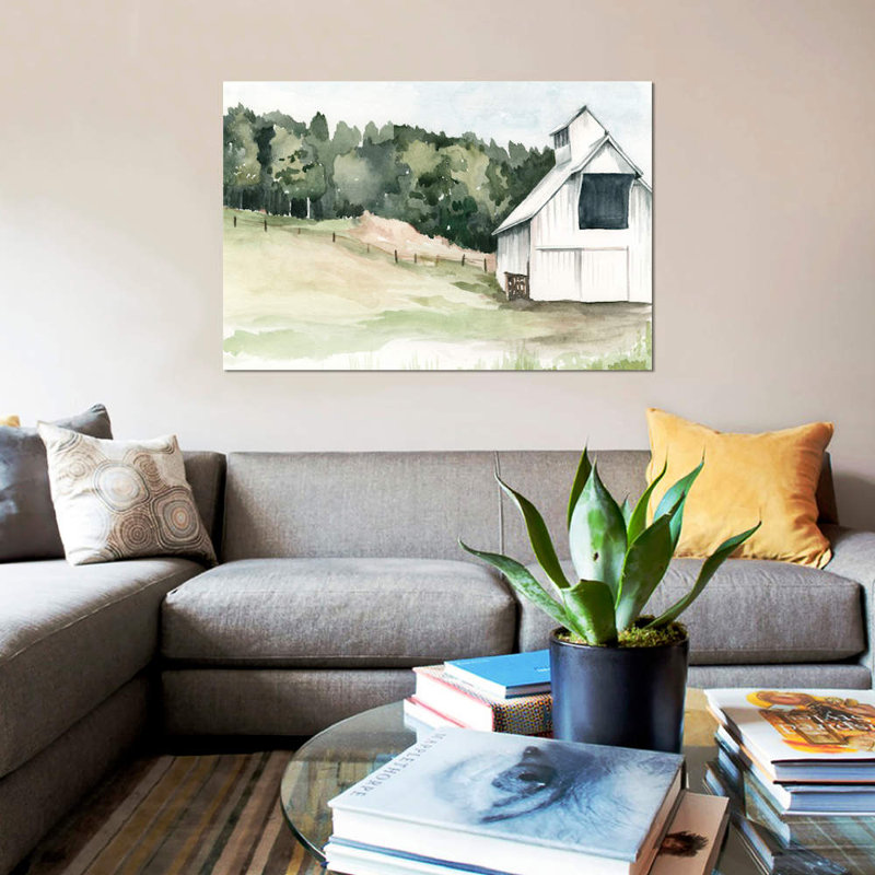 «Watercolor Barn III», impression sur toile, H 8 po x l 12 po x P 0,75 po, Toile tendue, Pas de tapis