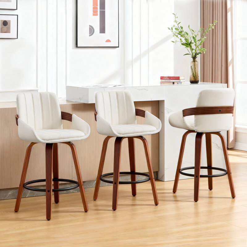 Tabouret de bar et de comptoir pivotant, Blanc, 3
