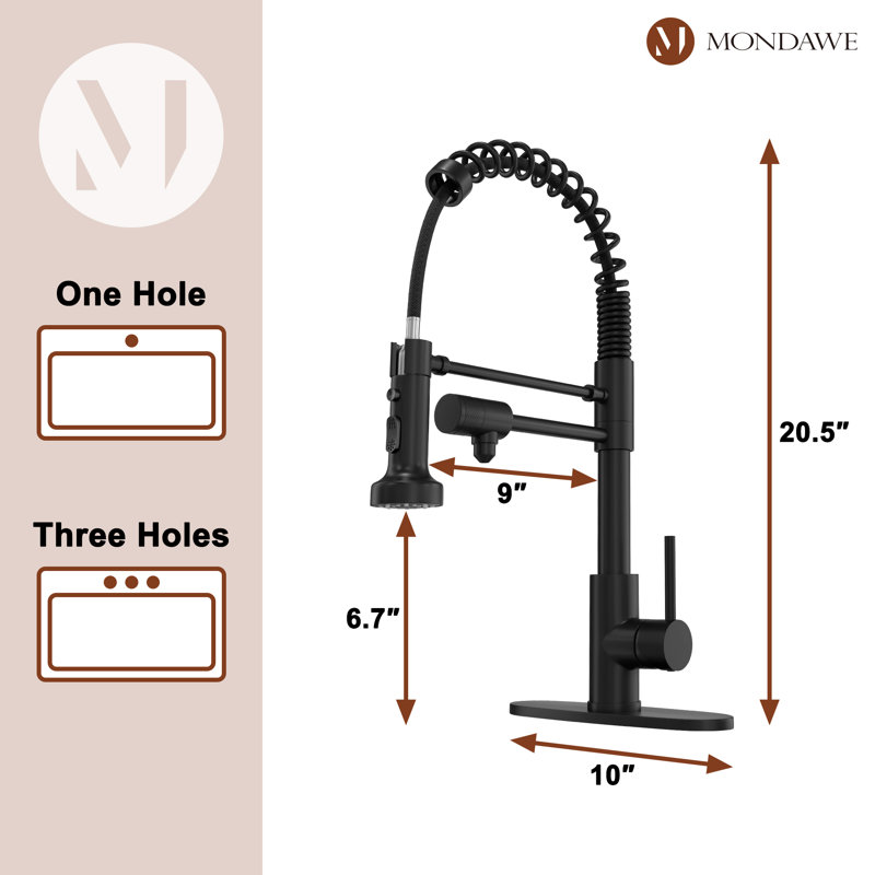 Mondawe Pull Down Kitchen Faucet, Matte Black