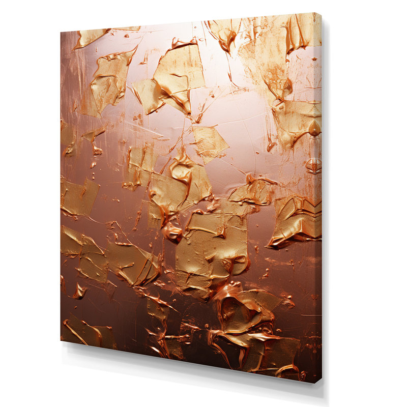 «Sudden Joy», abstraction mystique rose et or - peinture murale abstraite, Toile tendue, H 32 po x l 24 po x P 1 po