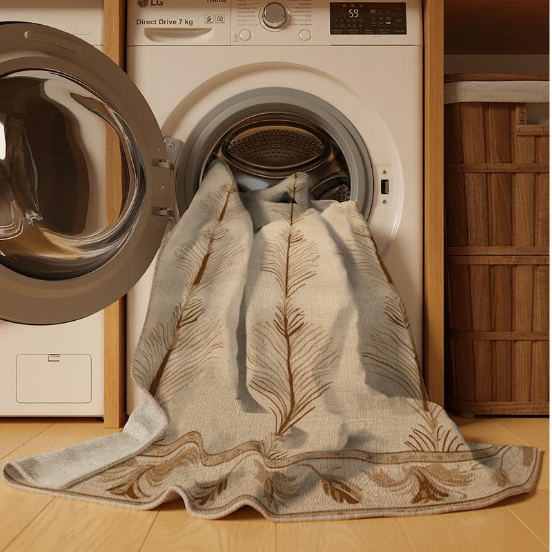 Tapis brun français lavable à la machine, Carré 3 pi