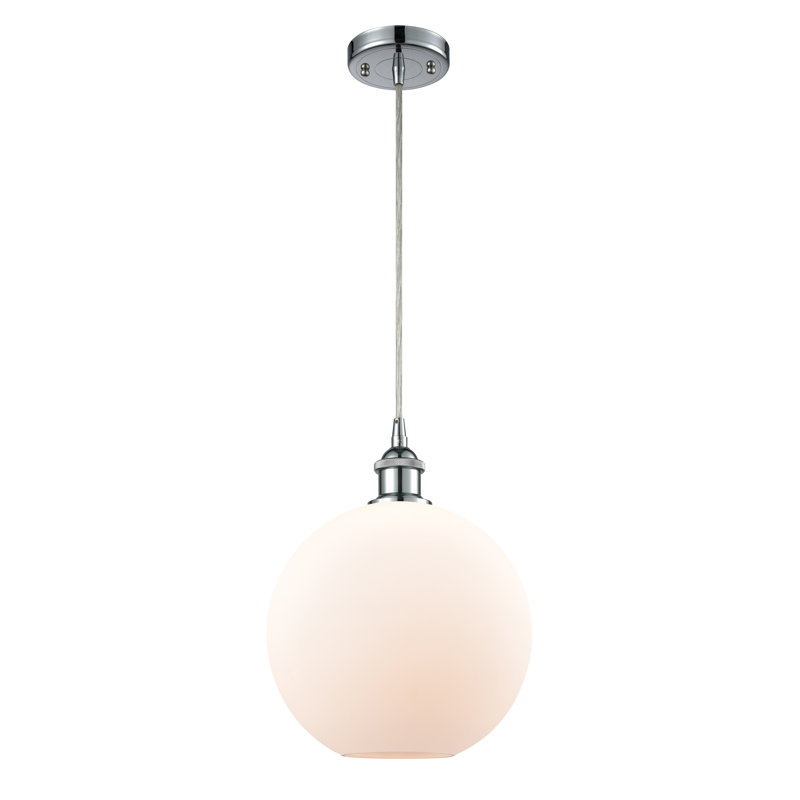 Baptista 1 - Light Single Pendant, Polished Chrome, 6 Watt Vinage LED Bulb, Matte White